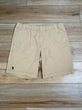 U.S. Polo Assn. Tan Flat-Front Elastic Waist Shorts